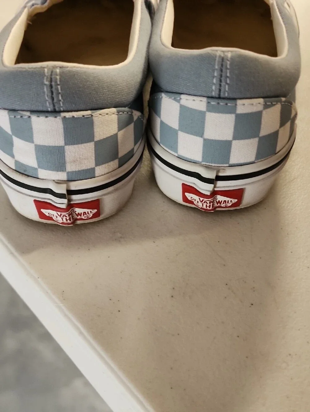 Vans Checkerboard Slip-On Sneakers in Light Blue and White - Men